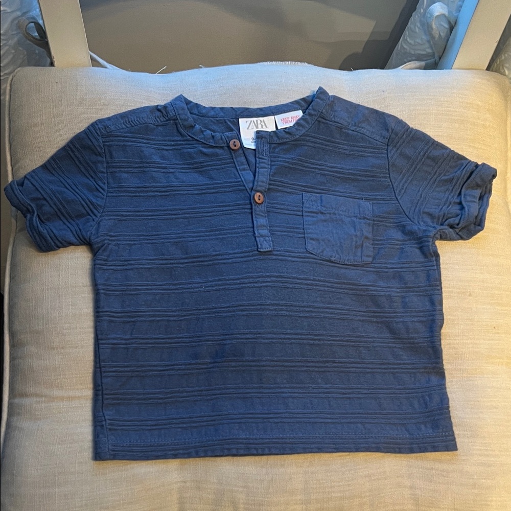 Zara Kids Navy Textured Tee